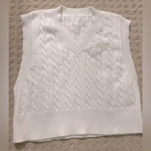 White knit sweater vest